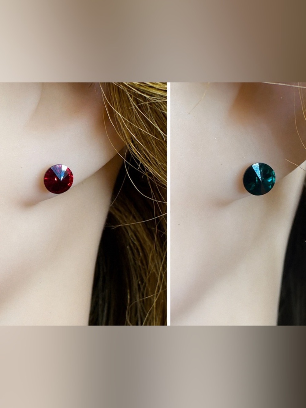 Crystal Stud Earrings Set – Made with Swarovski Elements – Red & Green NWT